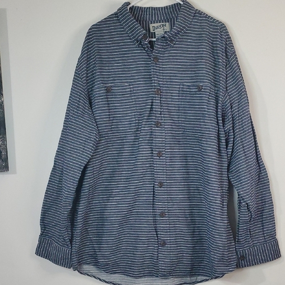 Duluth Trading Co Other - Duluth Trading Mens Free Swingin Flannel Shirt Size 2XL Tall Blue White Stripe